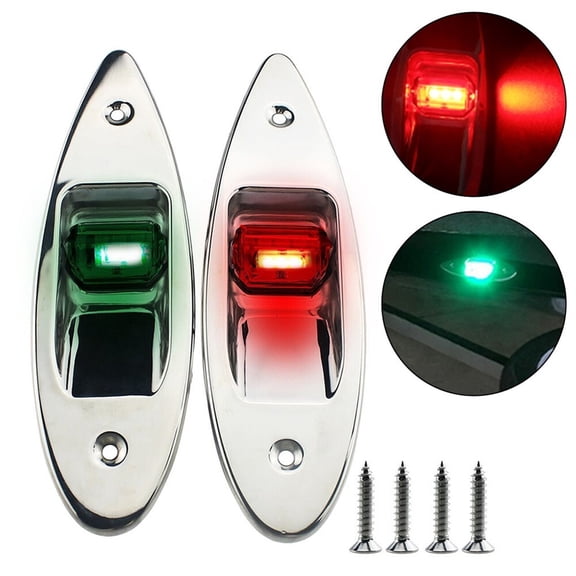 2x Red Green Marine Boat Navigation LED Side Tear Drop Lights Vertical Mount 12V