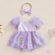 thumbnail image 2 of Eliza-0-24 Meses Bebé Niñas Floral Malla Romoper Vestido Puff Manga Corta Bodys Con Diadema, 2 of 4
