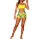thumbnail image 2 of Conjuntos de bikini con tirantes para mujer, 2 piezas, estampado tropical, pantalones cortos de cintura alta, trajes de baño, talla X pequeña, amarillo, 2 of 5