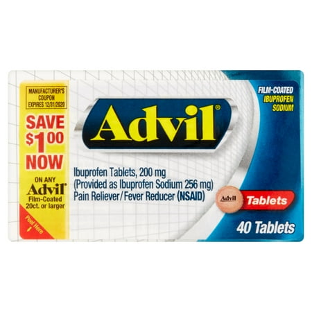 Advil Coated Pain Reliever / Fever Reducer (Ibuprofen), 200 mg 40 ct