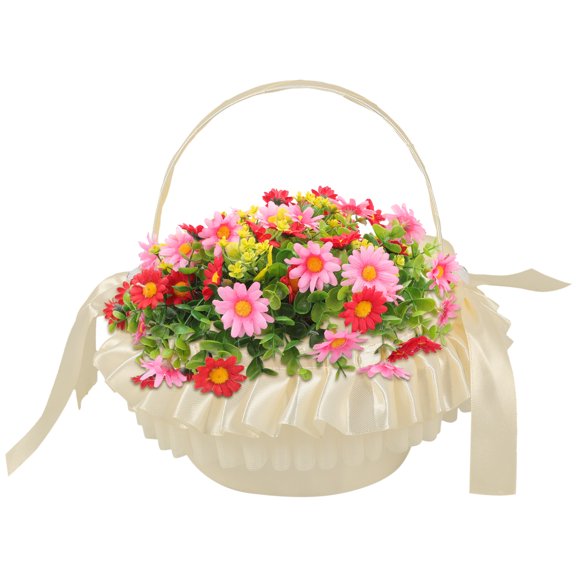REOFLYUP Rustic Wedding Flower Girl Basket, Decorative Basket for Weddings, Events, and Party Planning, 1 Piece