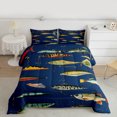 thumbnail image 3 of Manfei Cartoon Pike Fish Bedding Comforter Set for Child, Hunting and Fishing Twin Comforter Sets, Fishhook Reversible Bedding Set, Lightweight Room Decor, 2pcs, 3 of 9