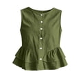 thumbnail image 5 of Tsesme Women's Sleeveless Peplum Shirts - Round Neck Button Tank Tops - Fashion Loose Ruffle Hem Summer Tanks M, 5 of 7