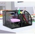 thumbnail image 3 of Organizador de escritorio eficiente, 5 compartimentos + mini cajón deslizante, malla de alambre de acero resistente a los arañazos, diseño que ahorra espacio para uso en la oficina y el hogar, color, 3 of 6
