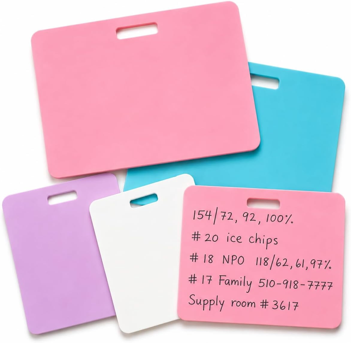 Erasable Badge Note, Erasable Silicone Badge Note, Ballpoint Pen Write & Alcohol Erasure, Reusable ID Card Badges Reel Notepad, Portable Quick Note Taking Pad for Nurses, Doctors (4pcs, Vertical)