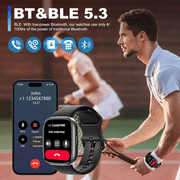 Smart Watch for Women and Men Compatible with Android and iOS, 1.83 HD Touchscreen Smartwatch with Alexa Built-in, Bluetooth Calling, IP68 Waterproof, 120+ Sports, Black