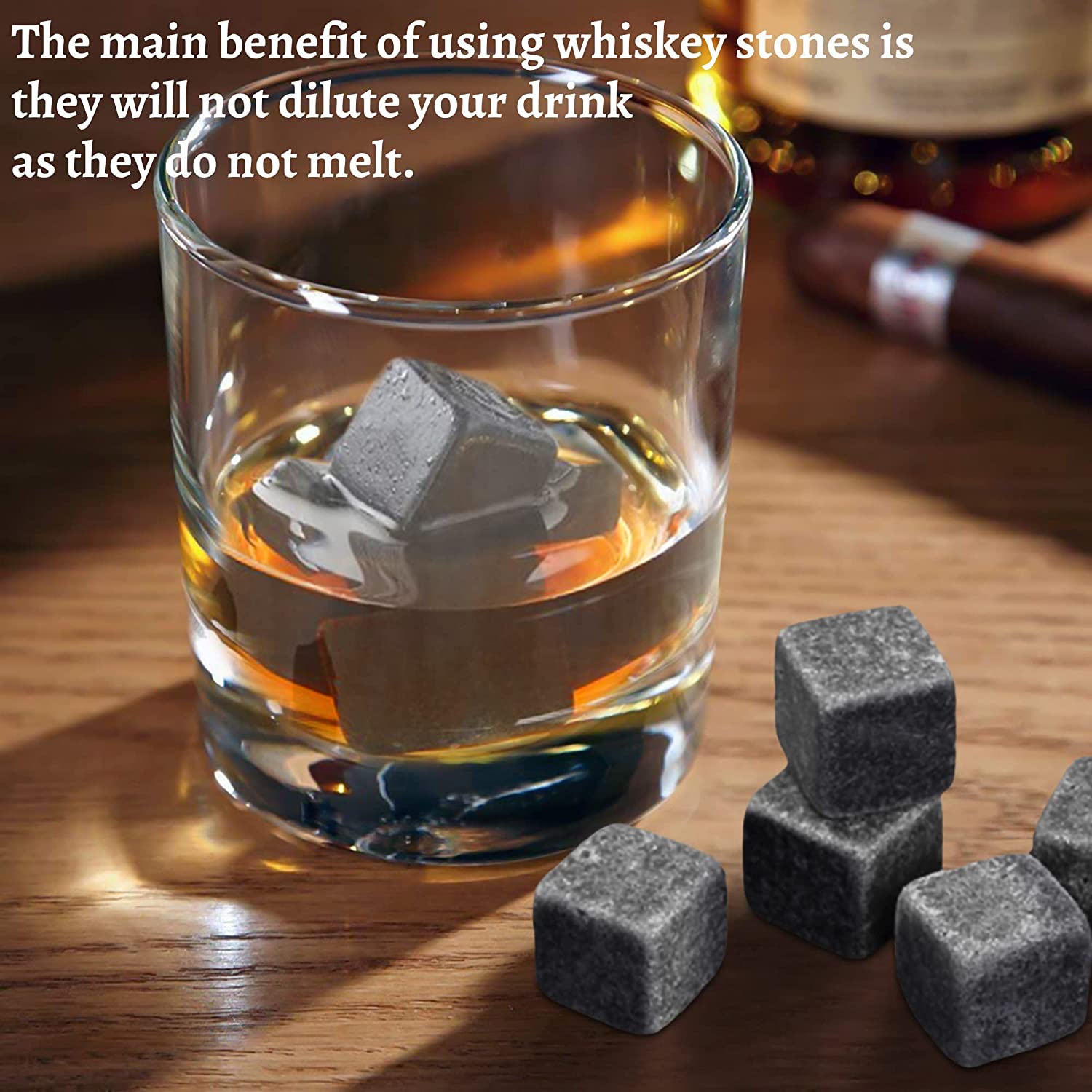 A&A Wonders Premium Whiskey Stones Set Of 4 Geometrical Shapes Chilling  Rocks Stone Reusable Ice Cubes For Drinks With Velvet Carrying Pouch,grey