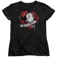 thumbnail image 1 of Popeye-Olive Tatouage Manches Courtes Femmes Tee&44; Noir - Grand, 1 of 1