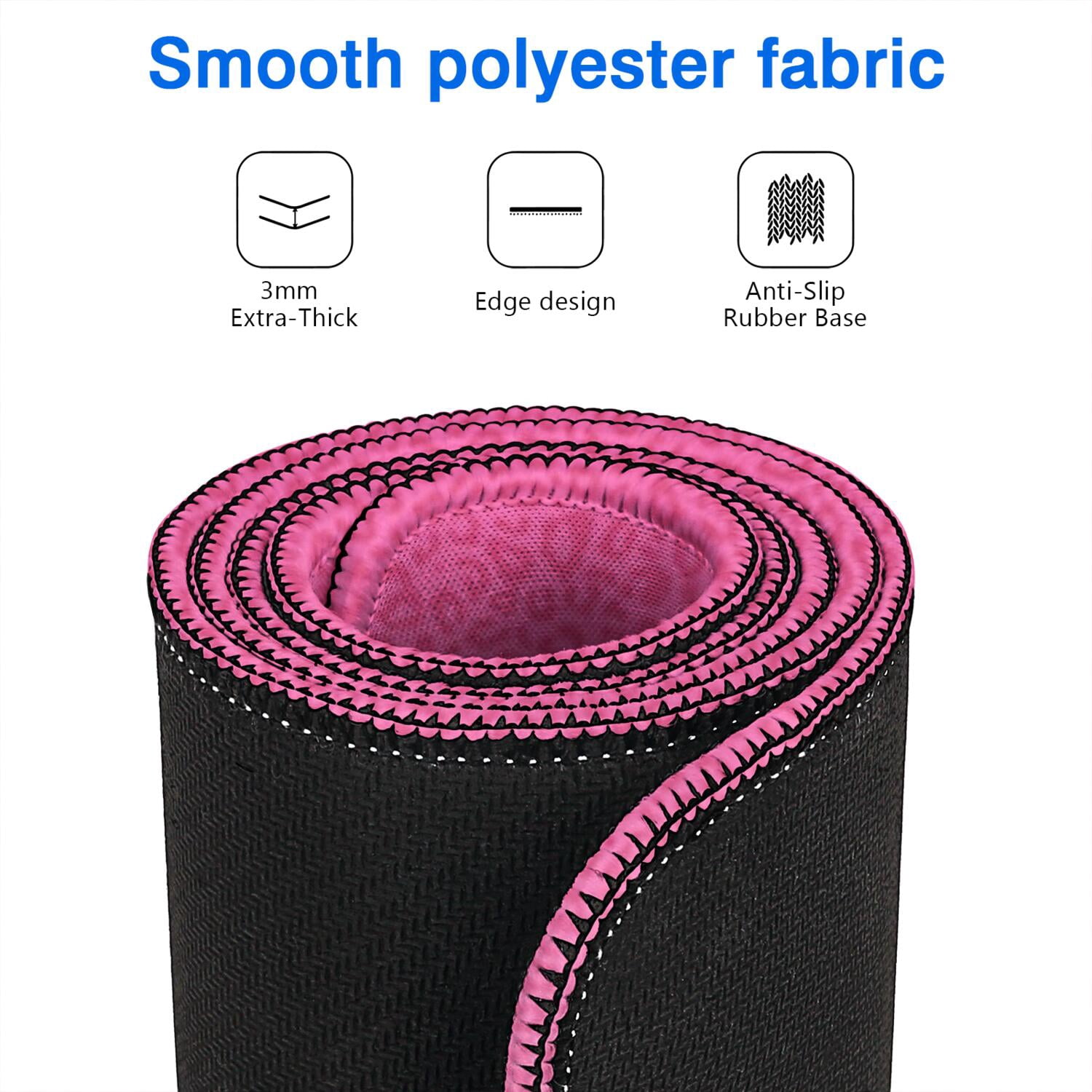 Long Mouse Pads for Desk,Pink Gradient Leopard Print Desk Mats on Top Of Desks, Desk Mouse Pad Extra Large with 3mm Non-Slip Base and Stitched Edge for Gaming,Office,Work,Home 47.3"x23.6"