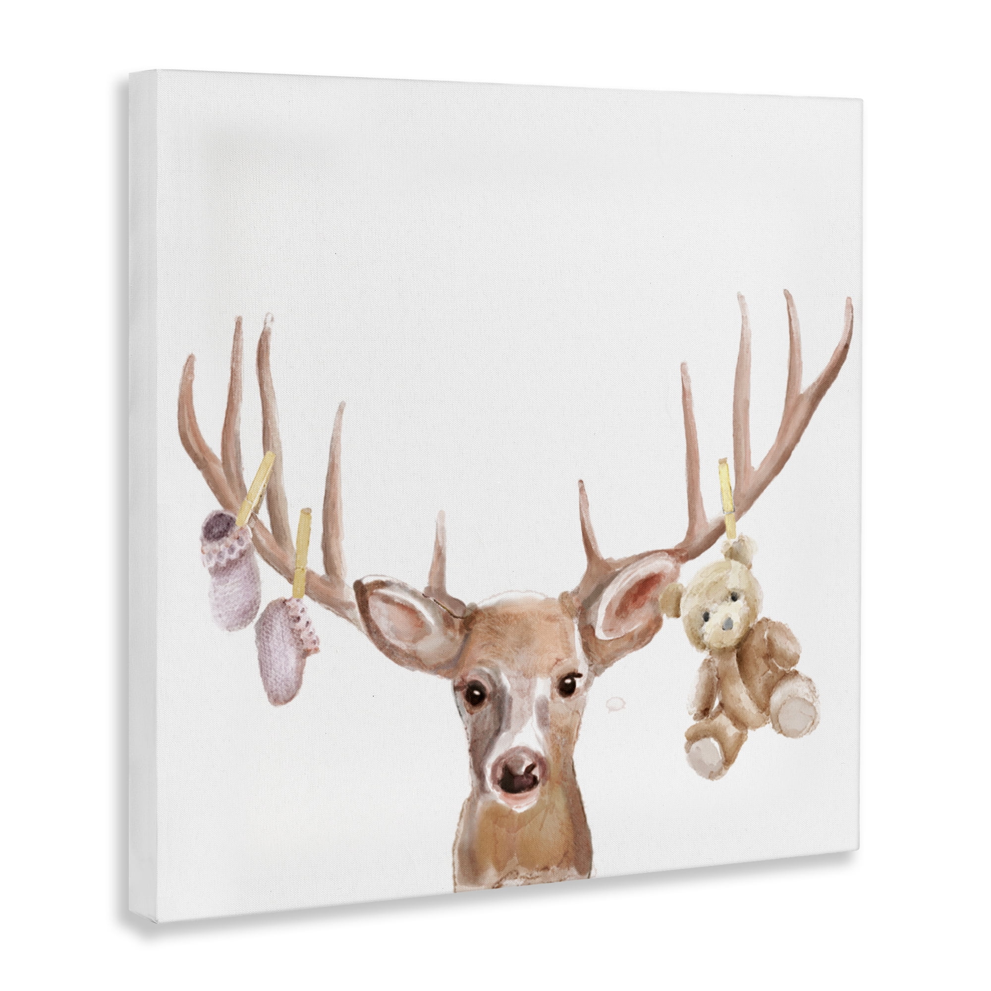 Stupell Industries Baby Girl Deer Antlers Canvas Wall Art, design by Ali Lynne