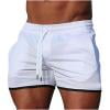 IYTR Mens Workout Shorts Solid Color Elastic Waist Drawstring Shorts Breathable Sweatpants Running Fitness Shorts White XXL