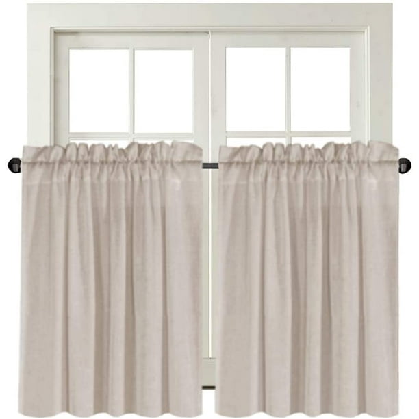 Natural Linen Kitchen Curtains 36 Inch, Linen Kitchen Curtains