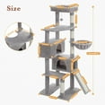 thumbnail image 6 of 60 Inches Cat Tower, Cat Tree with Dual Condos, Spacious Perch, Cozy Basket and Scratching Posts for Indoor Cats, Gray, 6 of 6
