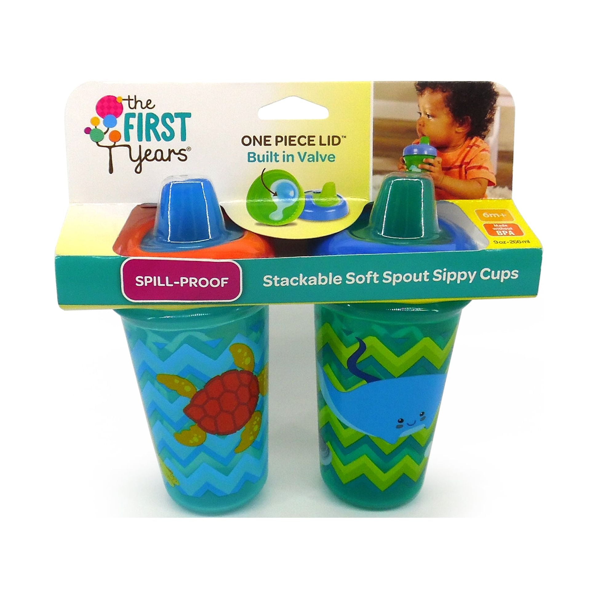 The First Years Insulated Sippy Cups 9 Oz - 2 Pack Blue/Red 