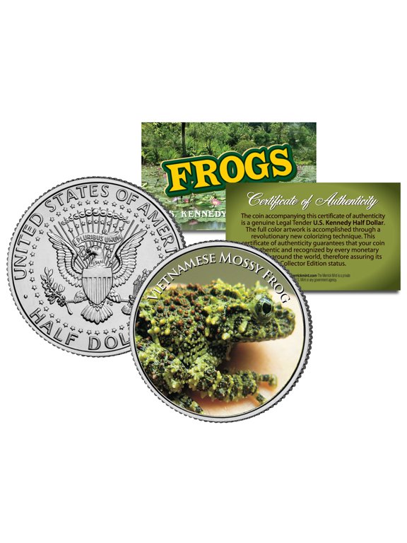 Collectible VIETNAMESE MOSSY FROG *Collectible Frogs* JFK Half Dollar US Colorized Coin COA