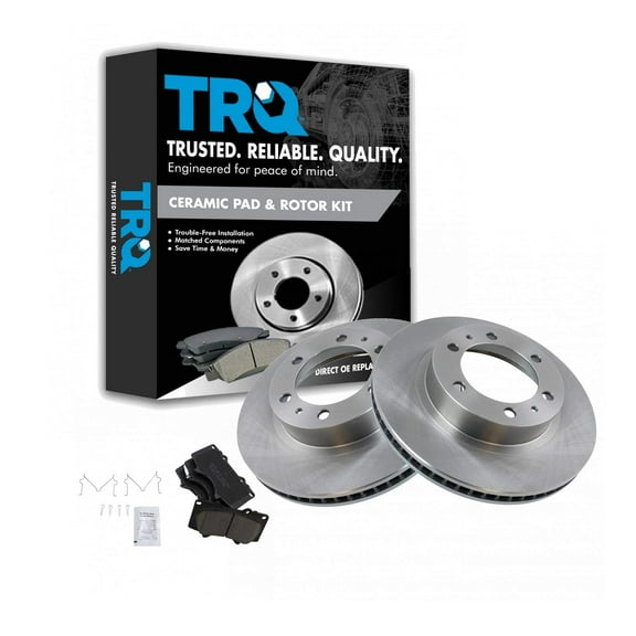 TRQ Front Brake Pad & Rotor Kit Brake Pads Brake Rotor Ceramic Fits Select 2003-2009 Toyota 4Runner 2007-2014 FJ Cruiser 2005-2021 Tacoma