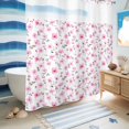 thumbnail image 5 of No Hook Shower Curtain, Pink Spring Floral Shower Curtains for Bathroom with See Through Top Window, Summer Botanical Elegant Waterproof & Washable Bath Curtain Long 72"x78", 5 of 9