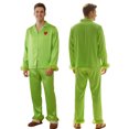 thumbnail image 2 of Christmas Pajamas for Family Green Satin Silk Button Down Shirts Pant Jammies Matching Pjs Outfits, 2 of 8