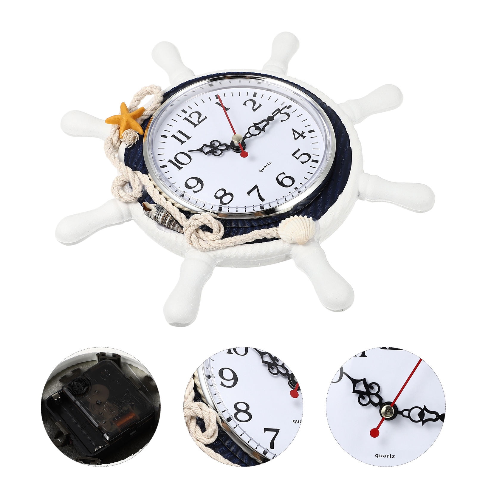 RENACLIPY Mediterranean Style Rope Decor Wall Clock Silent Ticking Nautical Theme
