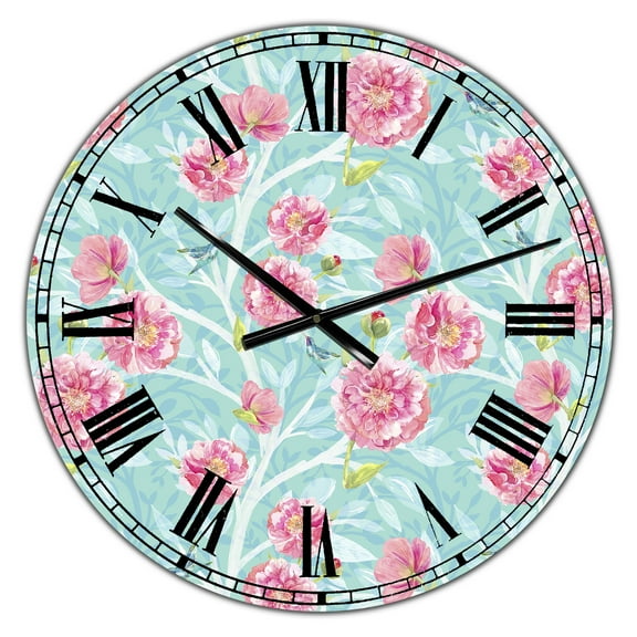 Designart Oversized Multicolor Analog Round Cottage Modern Wall Clocks, CLM25331-C23