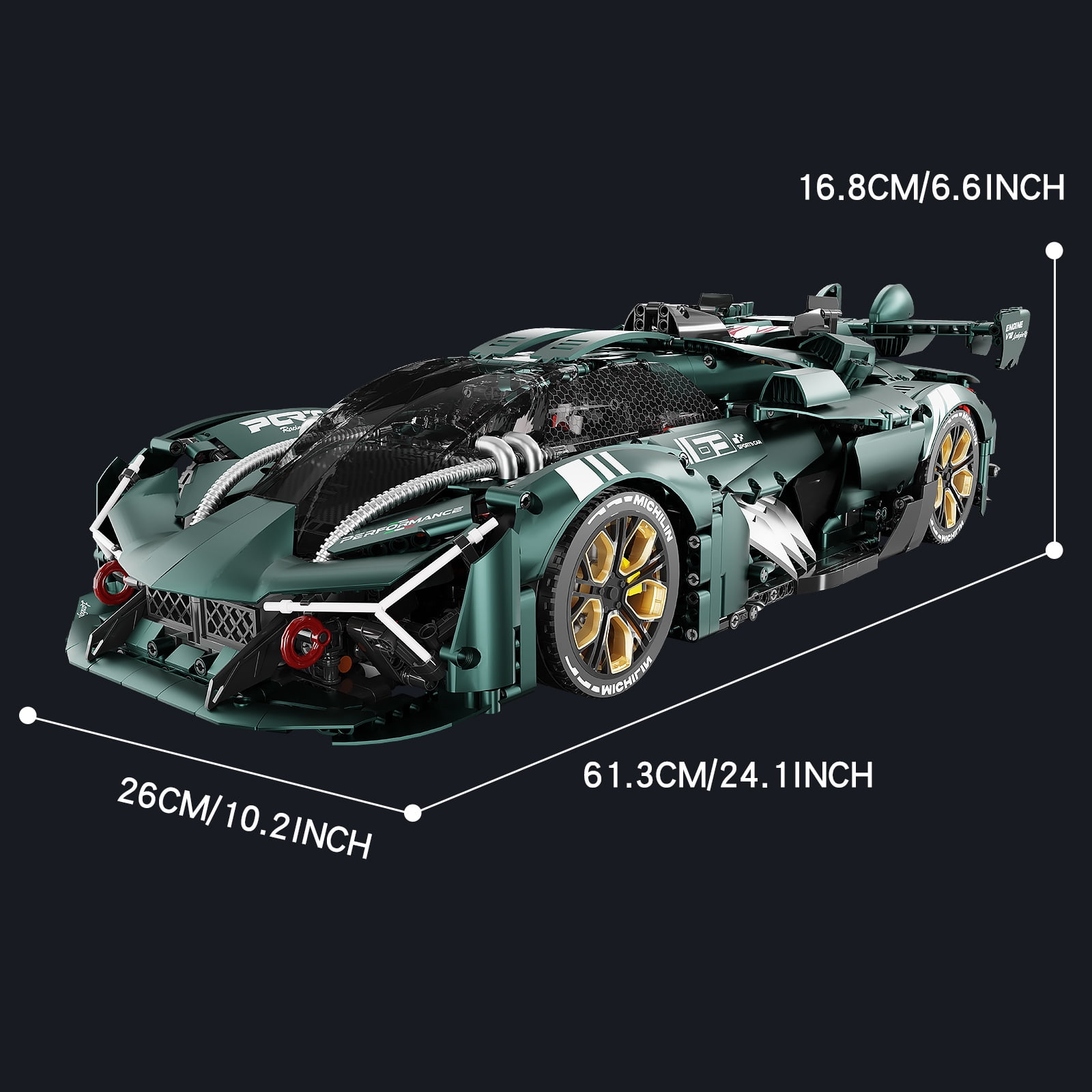 QOQ Adult Collectible Model Cars Building Block Super Car Model Kits 1:8 Scale Birthday Gift for Men