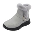 thumbnail image 2 of Gamivast Snow Boot for Women Waterproof Anti-Slip Leather Fuzzy Fleece Lined Booties Platformed winter Warm Side Zipper Shoes with Faux Collar Trendy Slip-on Shoes for Outdoor Indoor House, 2 of 6