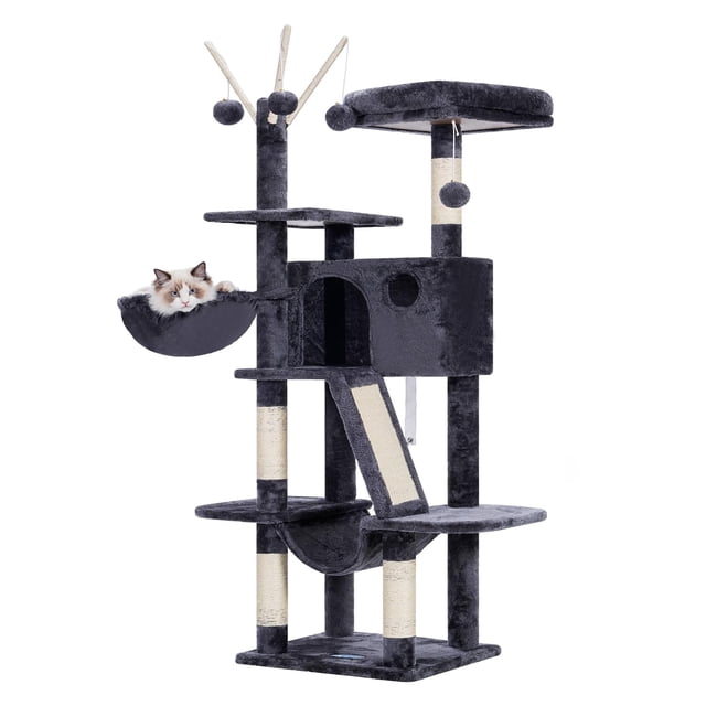 Cat Tree Hey-brother MPJ019-SG para gatos de interior, color gris ahumado