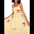 thumbnail image 3 of Vestido Bohemio de Verano para Mujer, Bordado, Sin Mangas, Fruncido, Holgado, para Playa y Vacaciones Amarillo L, 3 of 9