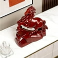 thumbnail image 6 of Wooden horse figurine, 2026 Chinese New Year red horse statue, zodiac animal sculpture, symbolizing wealth and good fortune, suitable for office and home decoration., 6 of 7