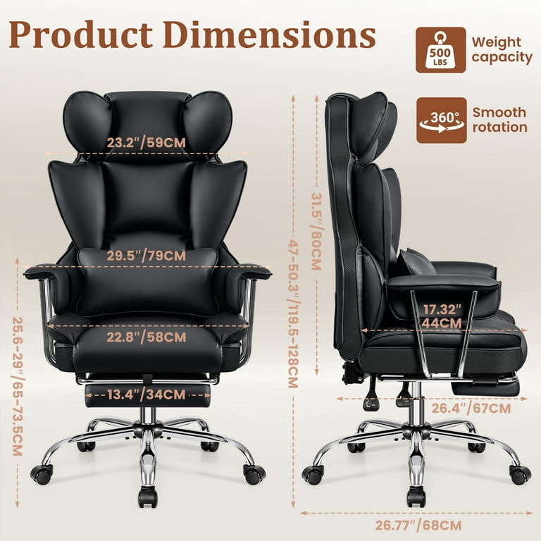 Coolhut Desk Office Chair, Big and Tall 500lbs PU Leather Chair