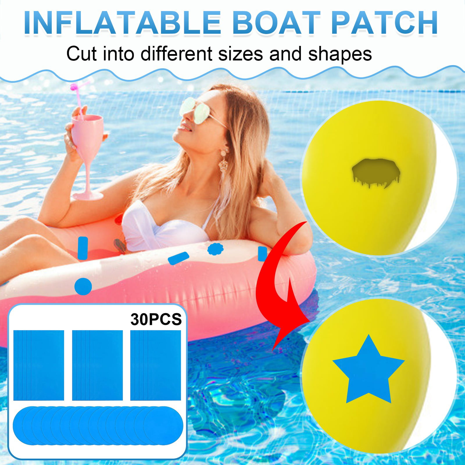 30 Repair Patch Kit Intex Paddling Pool Hot Tub Pool Swimming Inflatables Airbed 