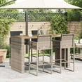 thumbnail image 3 of vidaXL Patio Bar Set with Cushions Pub Table and Stools Poly Rattan Acacia, 3 of 8