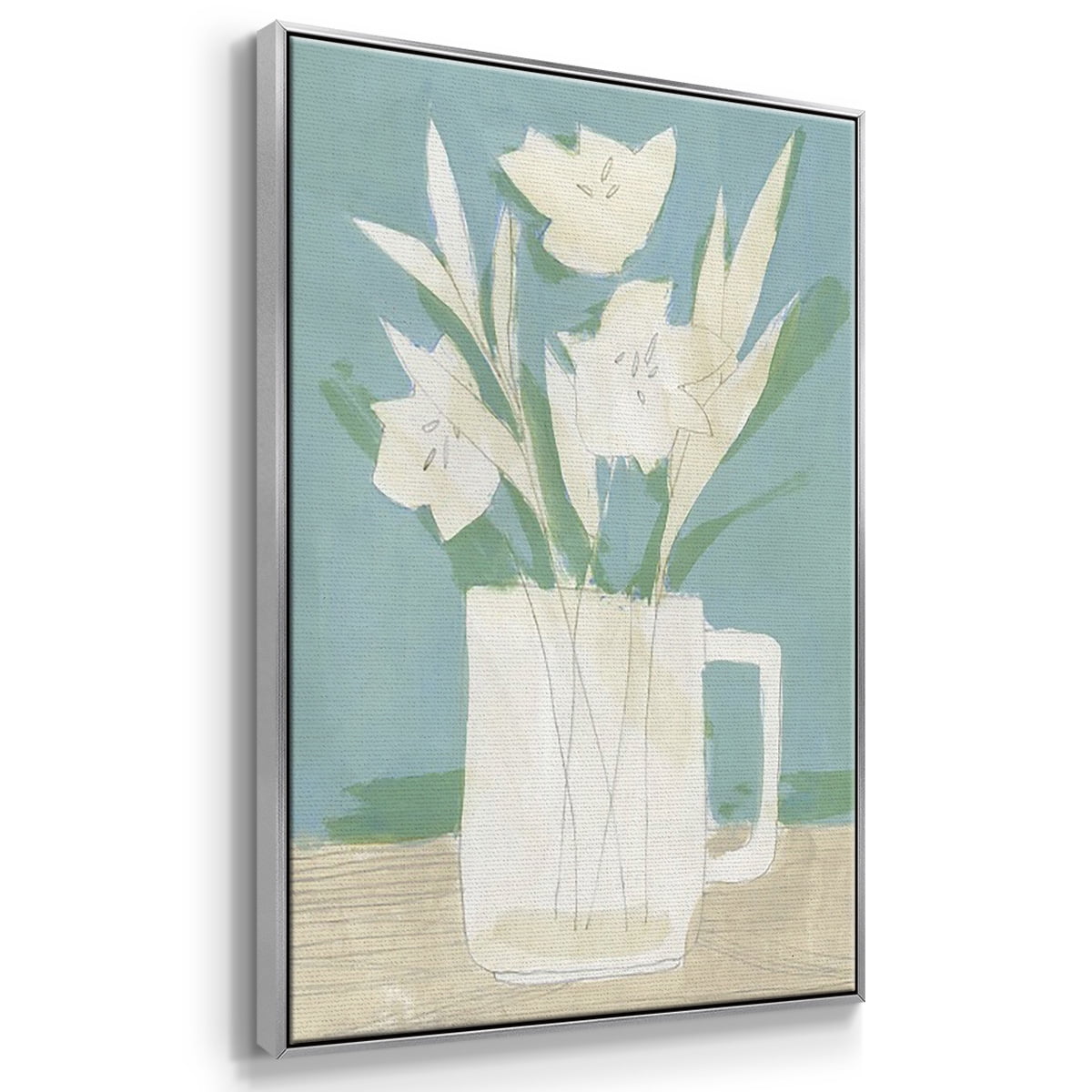 Muted Spring Arrangement I - Framed Premium Gallery Wrapped Canvas L Frame 3 Piece Set - Ready to Hang