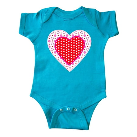 

Inktastic Valentine Red Heart with Dots Gift Baby Boy or Baby Girl Bodysuit