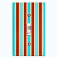 thumbnail image 1 of Metal Light Switch Wall Plate Outlet Cover (Vintage Burgundy Teal Striped Wall - Single Toggle), 1 of 2