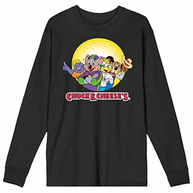 Chuck E. Cheese Mascot Group Shot Crew Neck Long Sleeve Unisex