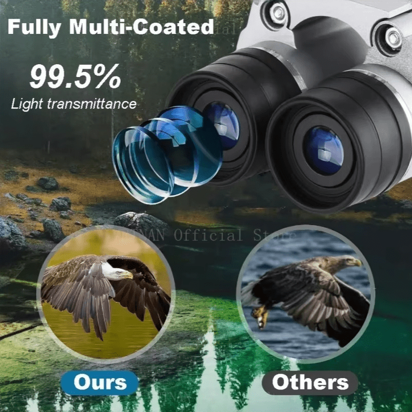 500x25 High Power HD Low Light Level Night Vision Binoculars Portable Travel 5000M Long Range Folding Mini Telescope Optics