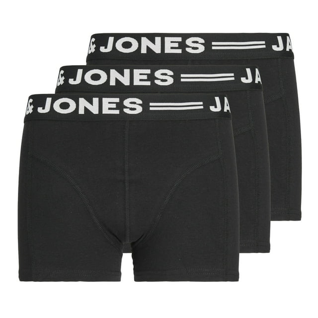 JACK&JONES Calzoncillos bóxer de niño, lote de 3 - SENSE TRUNKS, algodón elástico, logo en la cintura Negro 164