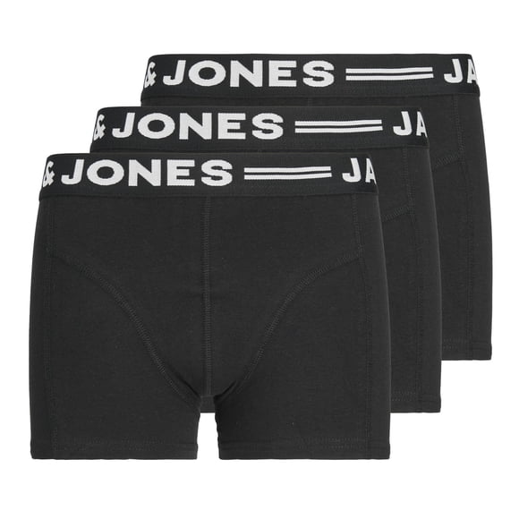 JACK&JONES Calzoncillos bóxer de niño, lote de 3 - SENSE TRUNKS, algodón elástico, logo en la cintura Negro 164