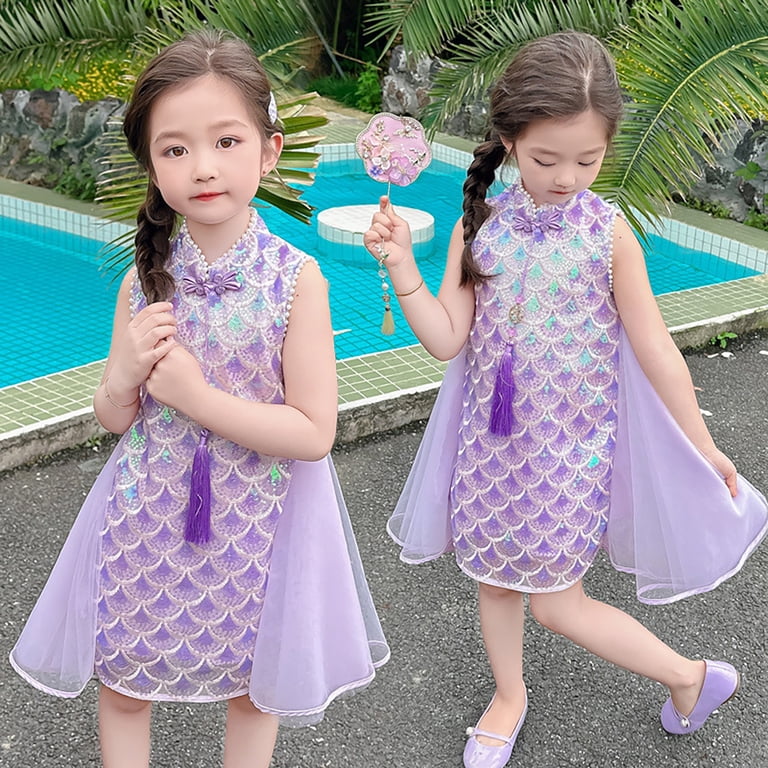 sweet 13 party dresses Sjldqy Girls Dresses Sleeveless Crew Neck Solid Color Sequin Dress For Birthday Dance Recital Sweet Breathable Summer Party Dress For Girls Size 12-13