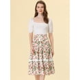 thumbnail image 4 of Falda Midi Allegra K De Verano Con Cintura Elástica Y Cordón Con Inserción De Encaje Floral Bohemio Blanco S, 4 of 4