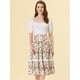 thumbnail image 4 of Falda Midi Allegra K De Verano Con Cintura Elástica Y Cordón Con Inserción De Encaje Floral Bohemio Blanco S, 4 of 4