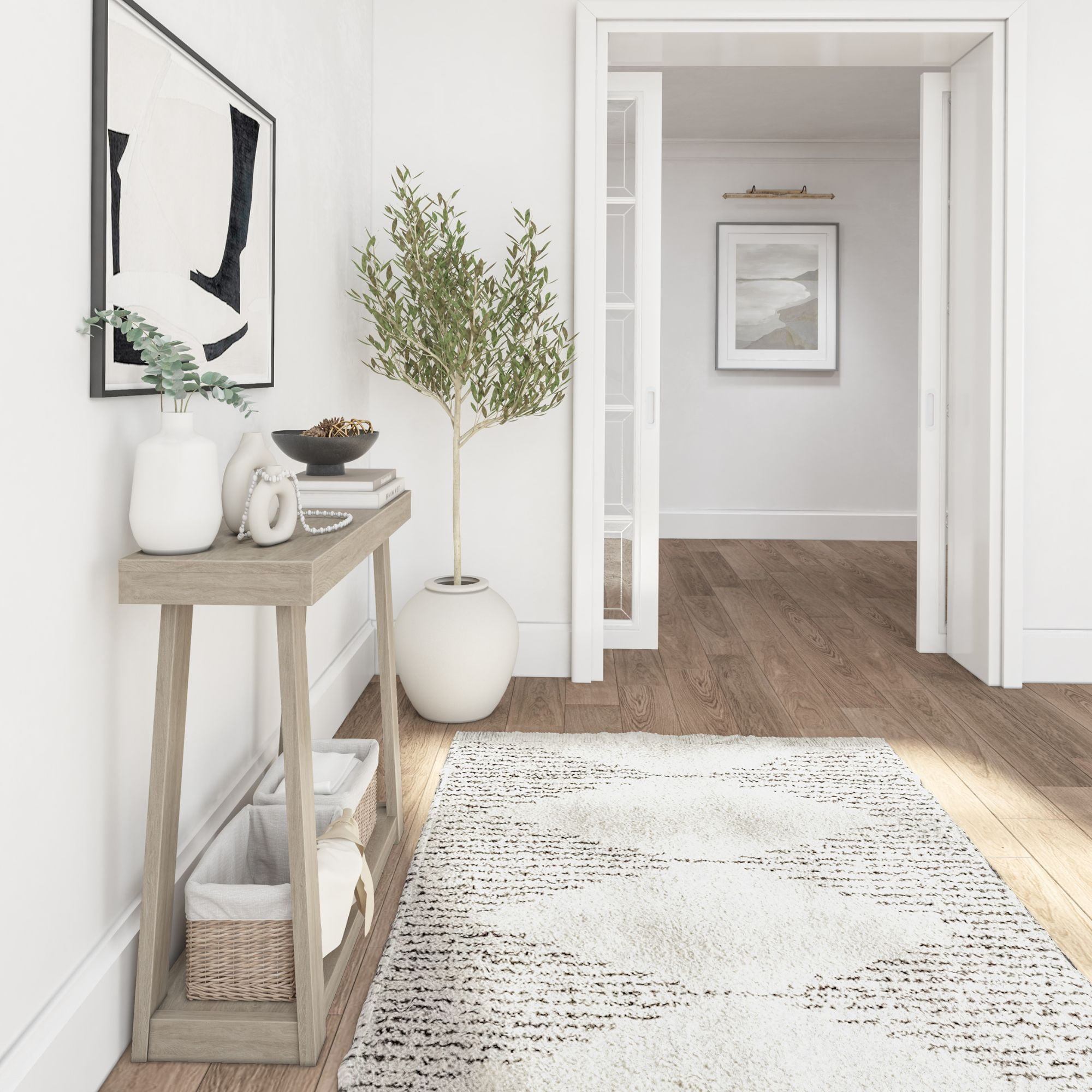 Plank+Beam Solid Wood 36 " Console Table with Storage, Narrow Entryway Table, Living Room