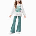 thumbnail image 4 of Girl Baby Clothes Toddler Fall Winter Outfits Sweatshirt Pants 2 Piece Set Pullover Tops Flared Pants Suit Homewear 5-14 Years Children,9-10 Years,Green, 4 of 5