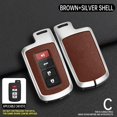 thumbnail image 3 of Key Fob Cover Compatible with Toyota Highlander Tacoma Corolla Sequoia Camry Tundra Avalon RAV4 4Runner C-HR 2012-2021 3/4 Button Keychain Case Holder Protector,Silver-brown, 3 of 7