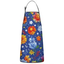 Pioneer Flower Floral Print Pattern Apron-Garden Aprons for Women with Pockets-Cotton Linen Waterproof Kitchen Cooking Gardening Aprons Adjustable for Kitchen,Cooking,BBQ and Salon 33x27 Inch