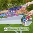 thumbnail image 6 of Colorful Floral Square Table Cover with Stretch Elastic Edges, 36x36 Inch Boho Tablecloth for Indoor and Outdoor Card Tables, 6 of 6