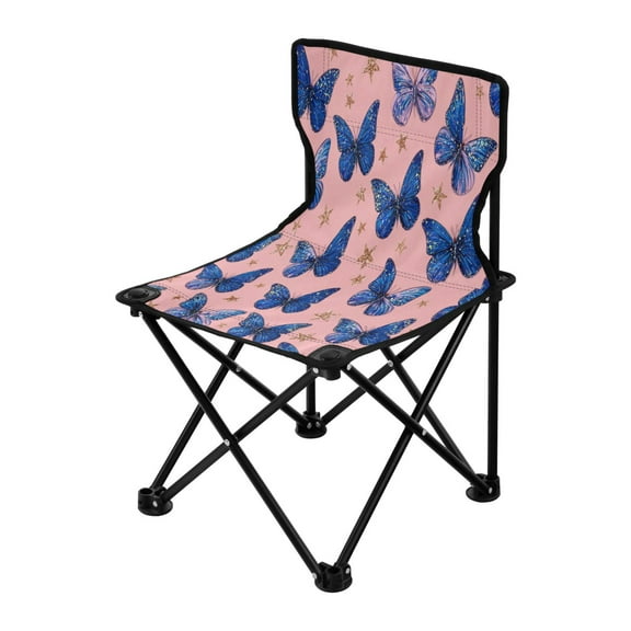Folding Chair（Maximum weight capacity 220lb）Camping Chair For Camping Picnicking Outdoor Beach and Travel Blue-purple Swallowtail Butterfly