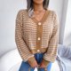 thumbnail image 5 of Puntoco Moda Mujer Otoño Invierno Rayas Manga Linterna Manga Larga Cardigan Suéter Abrigo tops Rollbacks Puntoco Puntoco-3947, 5 of 8