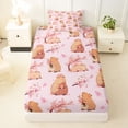 thumbnail image 3 of Erosebridal Cartoon Capybara Twin Sheet Sets For Kids,Pink Cherry Blossom Bedding For Cute Animals Lover 3-Piece, 3 of 6